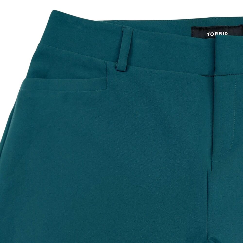 Torrid Structured Wide Leg Pant Trouser Womens 14 Dark Teal Plus High Rise Work - Picture 4 of 11